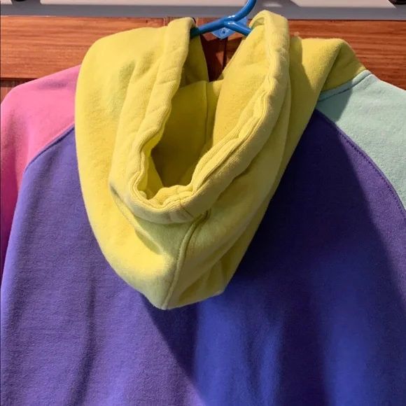 Teddy Fresh Colorblock Hoodie Sweatshirt mint, pink, violet and chartreuse szM - Picture 7 of 10